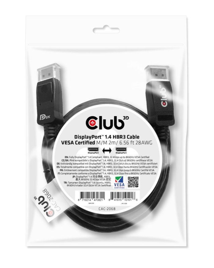 CABLE DP TO DP 2M/M/M CAC-2068 CLUB3D