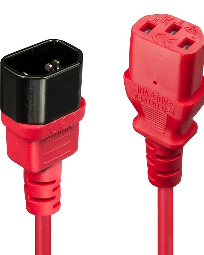 CABLE POWER IEC EXTENSION 0.5M/RED 30476 LINDY