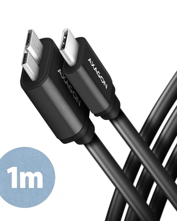 CABLE USB-C TO MICRO-B 1M/SPEED BLK BUMM3-CM10AB AXAGON