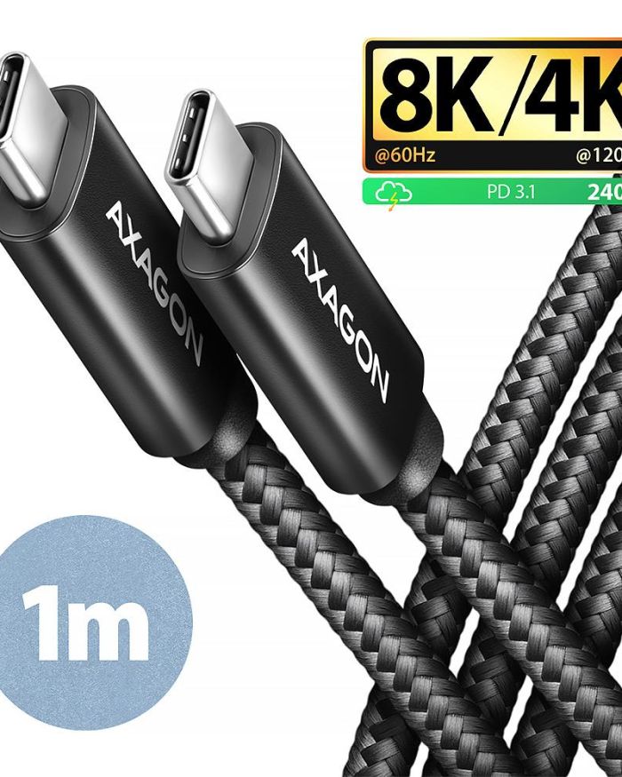 CABLE USB-C TO USB-C 1M 240W/8K BLACK BUCM4X-CM10AB AXAGON