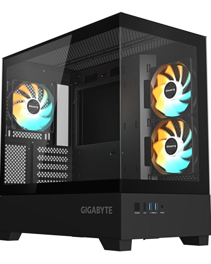 Case|GIGABYTE|C201 PANORAMIC|MidiTower|Case product features Rackmountable/Removeable HDD basket/Transparent panel|Not included|MicroATX|MiniITX|Colour Black|GB-C201P