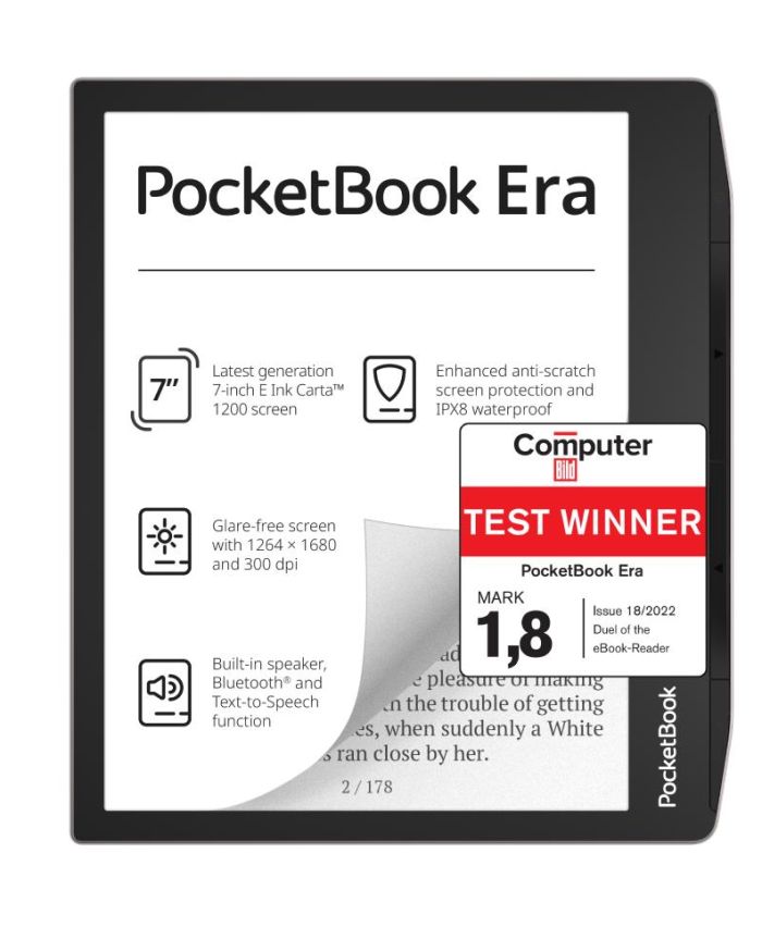 E-Reader|POCKETBOOK|Era|7″|1264×1680|1xUSB-C|Bluetooth|Silver|PB700-U-16-WW