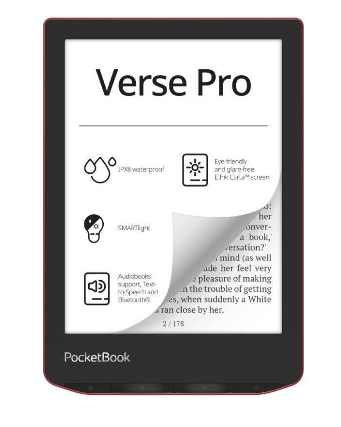 E-Reader|POCKETBOOK|Verse Pro|6″|1072×1448|1xUSB-C|Wireless LAN|Bluetooth|Red|PB634-3-WW
