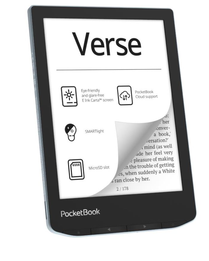 E-Reader|POCKETBOOK|Verse|6″|1024×758|1xUSB-C|Micro SD|Wireless LAN|Blue|PB629-2-WW