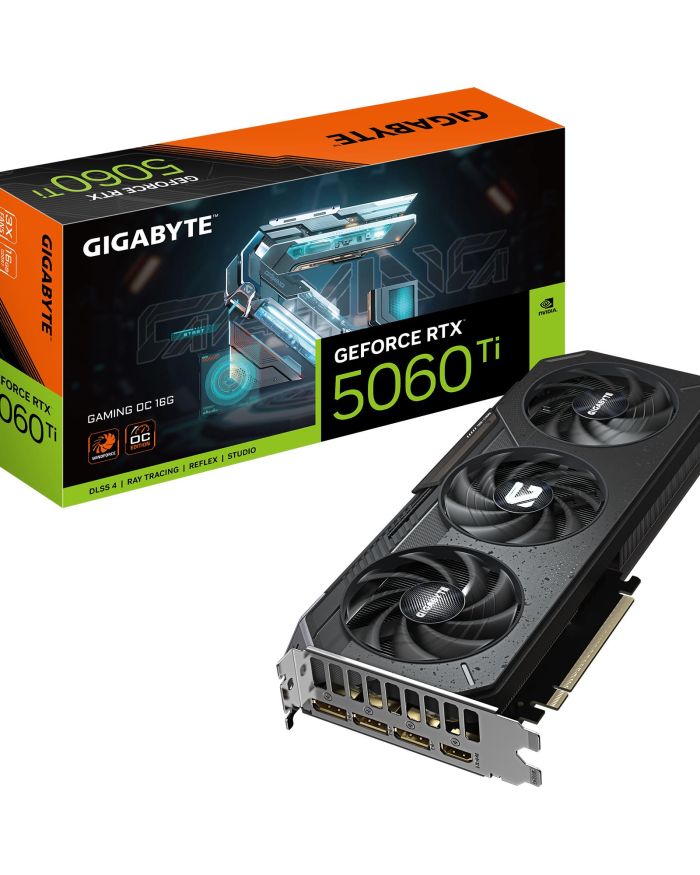 Graphics Card|GIGABYTE|NVIDIA GeForce RTX 5060 Ti|16 GB|GDDR7|128 bit|PCIE 5.0 16x|GPU 2647 MHz|Triple slot Heatpipe|N506TGAMINGOC-16GD1.0