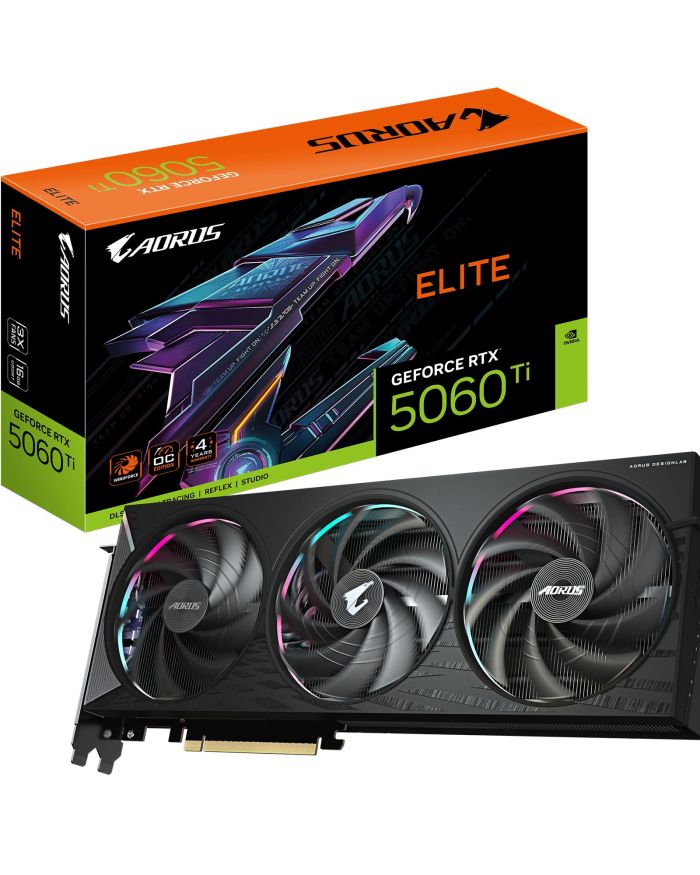 Graphics Card|GIGABYTE|NVIDIA GeForce RTX 5060 Ti|16 GB|GDDR7|128 bit|PCIE 5.0 16x|GPU 2722 MHz|Triple slot Fansink|1xHDMI|3xDisplayPort|GV-N506TAORUSE-16GD1.0