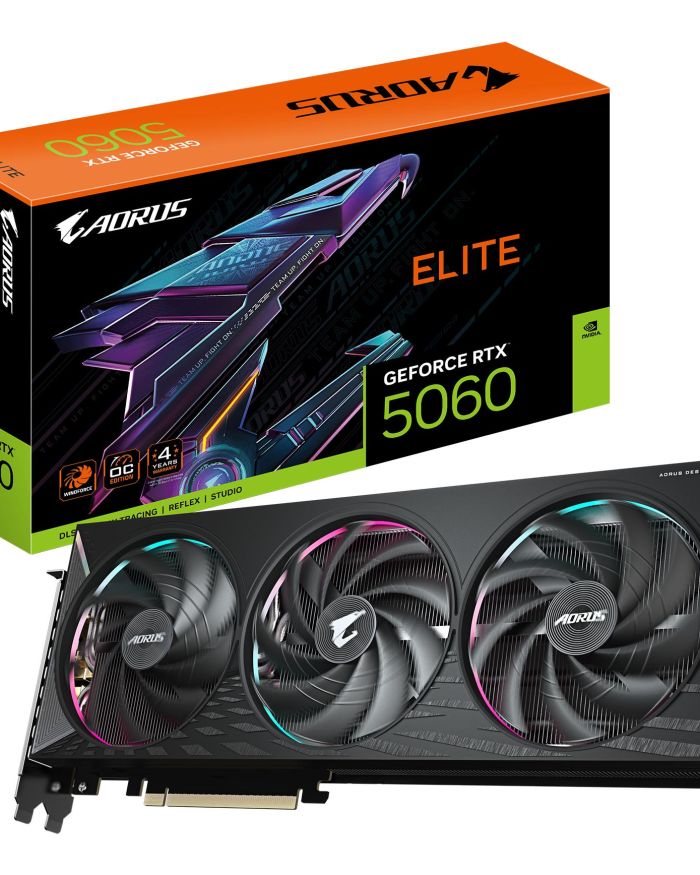 Graphics Card|GIGABYTE|NVIDIA GeForce RTX 5060|8 GB|GDDR7|128 bit|PCIE 5.0 16x|GPU 2722 MHz|Dual Slot Fansink|1xHDMI|3xDisplayPort|GV-N5060AORUSE-8GD