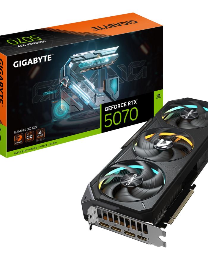Graphics Card|GIGABYTE|NVIDIA GeForce RTX 5070|12 GB|GDDR7|192 bit|PCIE 5.0 16x|GPU 2625 MHz|Triple slot Fansink|1xHDMI|3xDisplayPort|GV-N5070GAMINGOC-12GD
