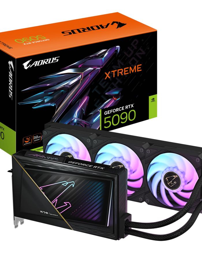 Graphics Card|GIGABYTE|NVIDIA GeForce RTX 5090|32 GB|GDDR7|512 bit|PCIE 5.0 16x|GPU 2655 MHz|Water cooling|1xHDMI|3xDisplayPort|GV-N5090AORUSXW-32GD1.0