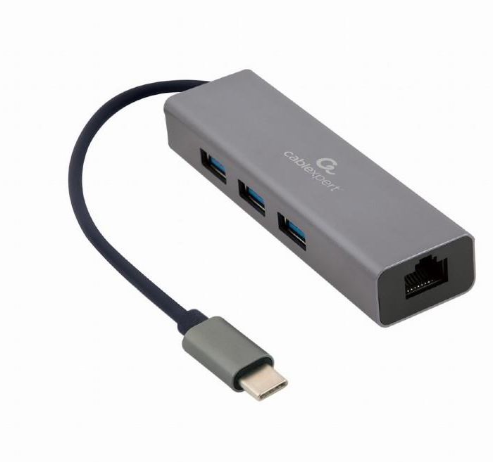 I/O ADAPTER USB-C TO LAN RJ45/USB HUB A-CMU3-LAN-01 GEMBIRD