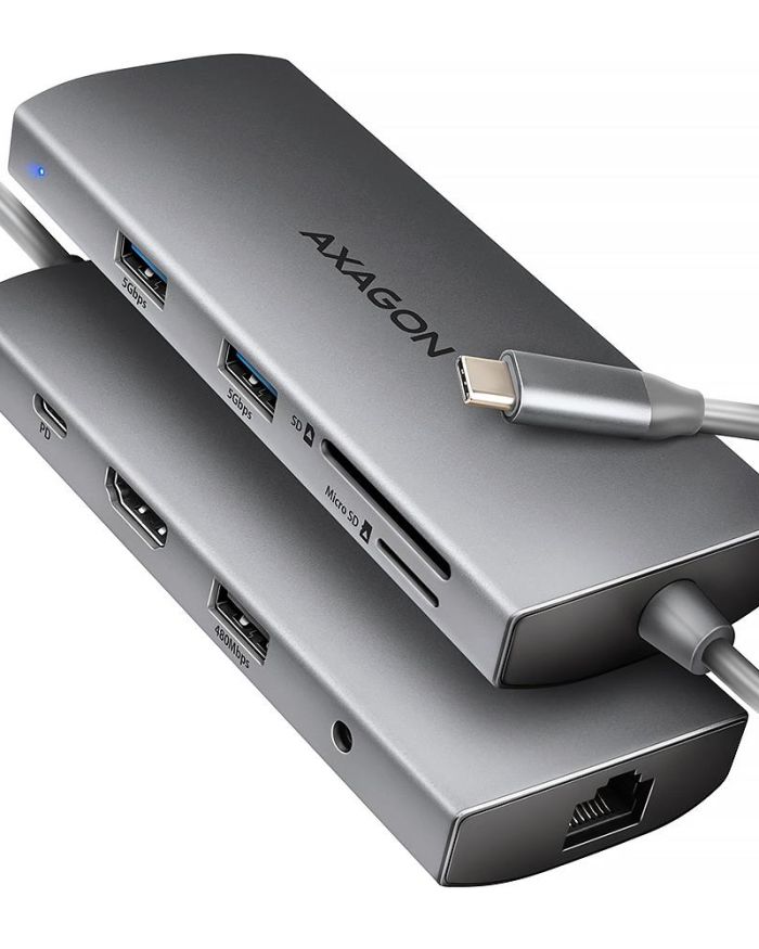 I/O HUB USB-C 9IN1 5GBPS/0.2M HMC-8HLSA AXAGON