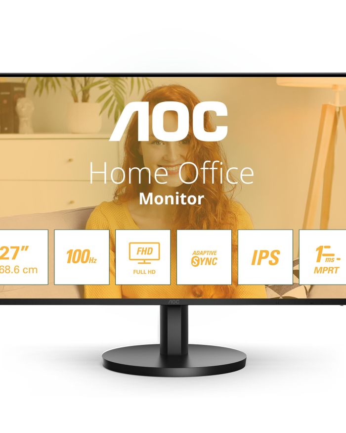 LCD Monitor|AOC|27B3HA2|27″|Business|Panel IPS|1920×1080|16:9|100 Hz|Matte|4 ms|Speakers|Tilt|27B3HA2