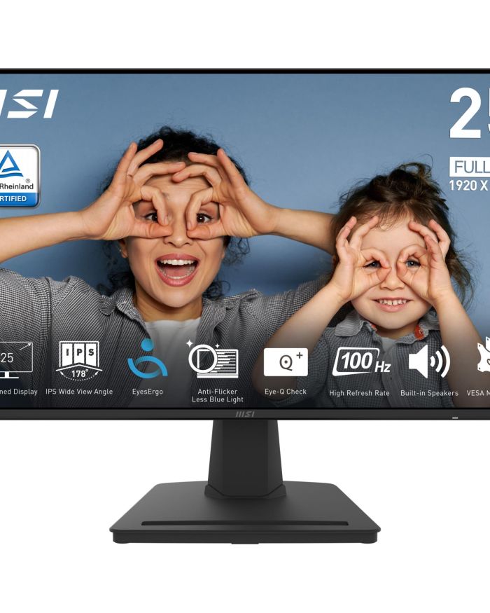 LCD Monitor|MSI|PRO MP252|24.5″|Panel IPS|1920×1080|16:9|100Hz|Matte|1 ms|Speakers|Tilt|Colour Black|PROMP252