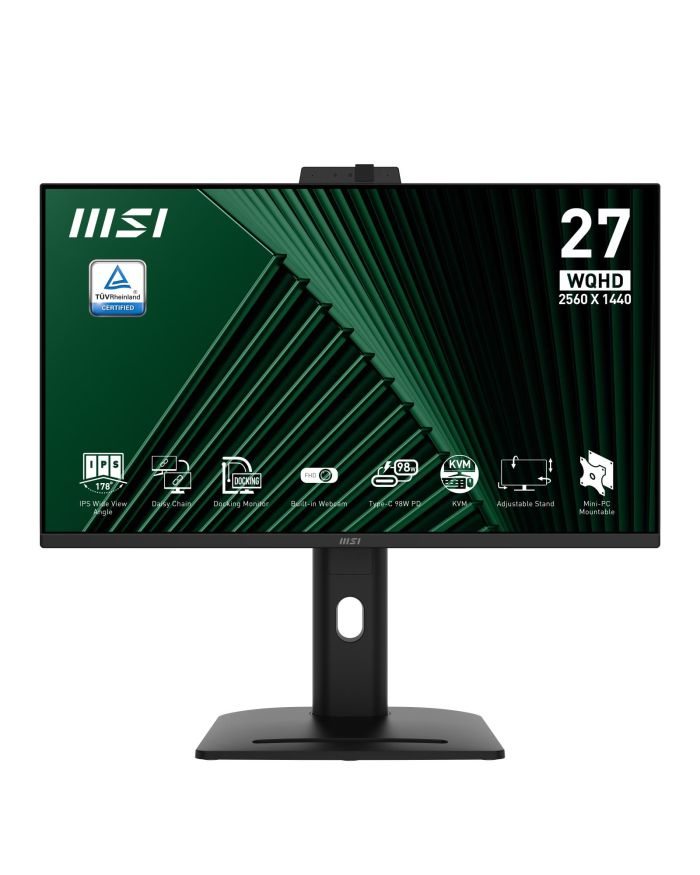 LCD Monitor|MSI|PRO MP275QPDG|27″|Business|Swivel|Pivot|Height adjustable|Tilt|Matte|Panel IPS|2560×1440|16:9|100Hz|5 ms|Speakers|PROMP275QPDG