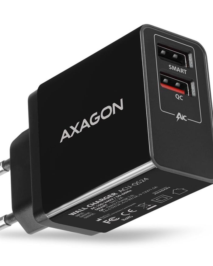 MOBILE CHARGER WALL USB 24W/2PORT ACU-QS24 AXAGON