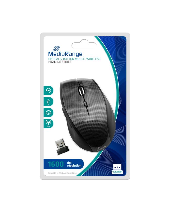 MOUSE USB OPTICAL WRL 5-BUTTON/BLACK MROS207 MEDIARANGE