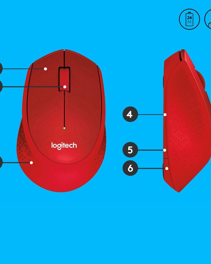 MOUSE USB OPTICAL WRL M330/SILENT RED 910-004911 LOGITECH