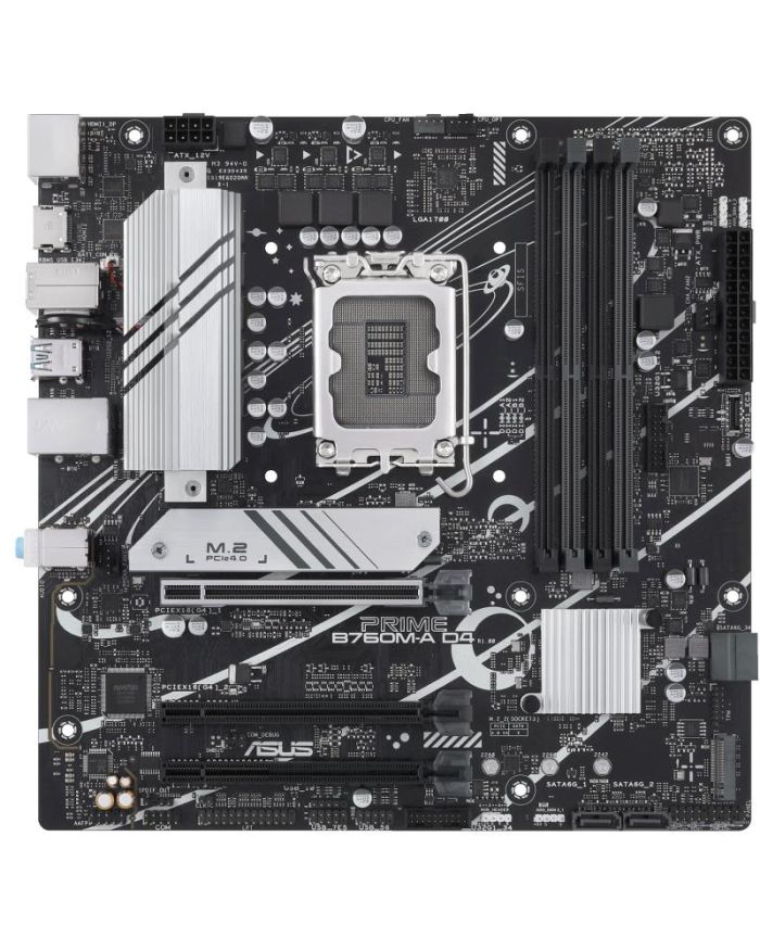 Mainboard|ASUS|Intel B760 Express|LGA1700|Micro-ATX|Memory DDR4|Memory slots 4|1xPCI-Express 4.0 16x|2xM.2|1xHDMI|1xDisplayPort|4xUSB 2.0|2xUSB 3.2|1xPS/2|1xRJ45|3xAudio port|PRIMEB760M-AD4-CSM