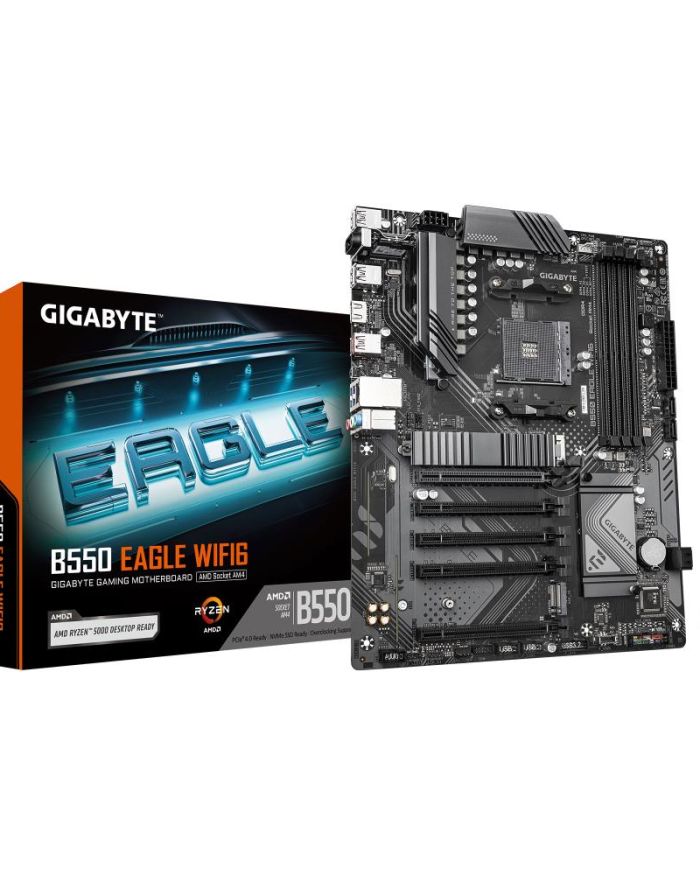 Mainboard|GIGABYTE|AMD B550|SAM4|ATX|Memory DDR4|Memory slots 4|4xPCI-Express 1x|1xPCI-Express 16x|2xM.2|1xHDMI|1xAudio-In|1xAudio-Out|1xMicrophone|4xUSB 2.0|3xUSB 3.2|1xUSB-C|1xRJ45|B550EAGLEWIFI61.0