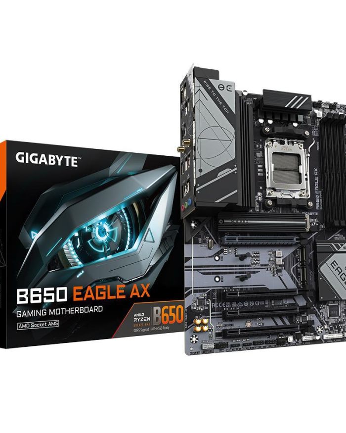 Mainboard|GIGABYTE|AMD B650|SAM5|ATX|Memory DDR5|Memory slots 4|1xPCI-Express 16x|3xPCI-Express 3.0 16x|3xM.2|2xHDMI|1xDisplayPort|6xUSB 2.0|2xUSB 3.2|1xUSB-C|1xRJ45|3xAudio port|B650EAGLEAX1.1