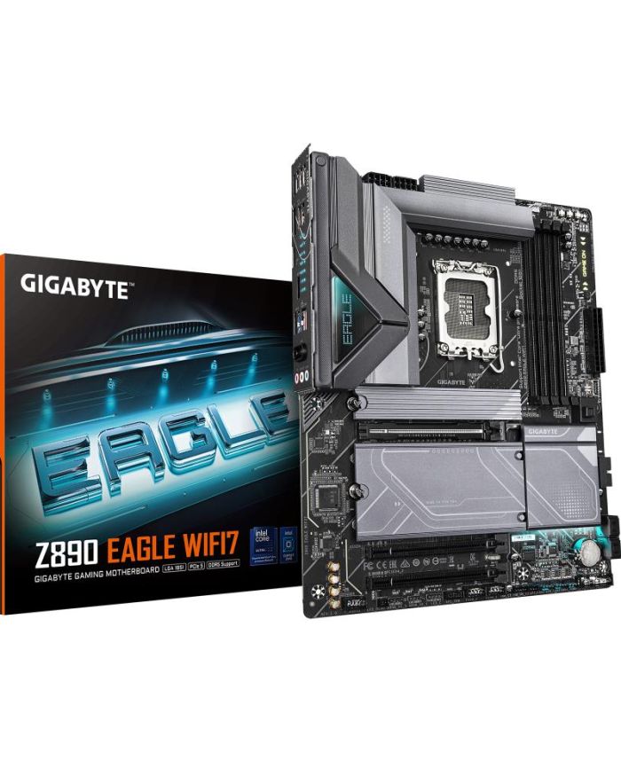 Mainboard|GIGABYTE|Intel Z890|LGA1851|ATX|Memory DDR5|Memory slots 4|2xPCI-Express 4.0 4x |1xPCI-Express 5.0 16x|4xM.2|1xDisplayPort|4xUSB 2.0|5xUSB 3.2|1xUSB-C|1xRJ45|3xAudio port|Z890EAGLEWIFI7