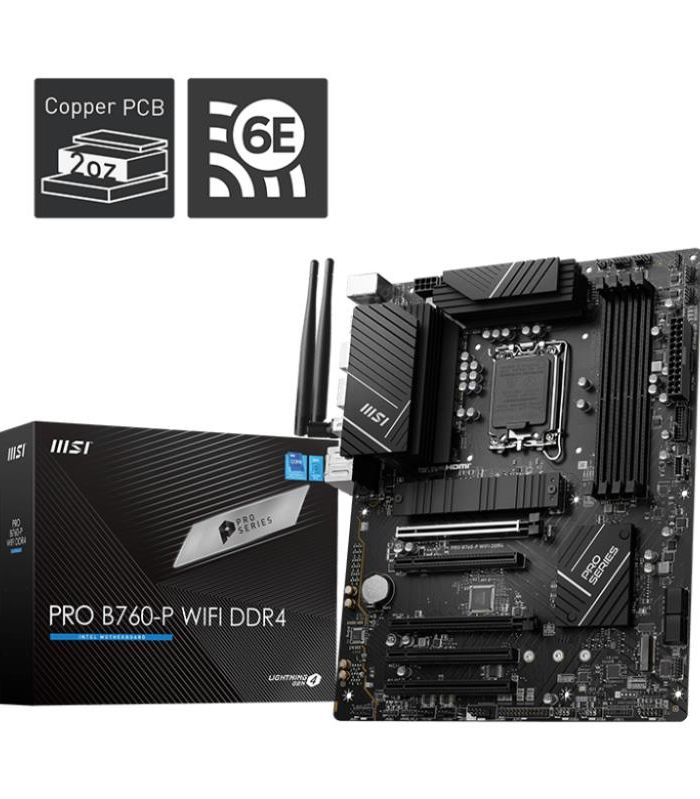 Mainboard|MSI|Intel B760 Express|LGA1700|ATX|Memory DDR4|Memory slots 4|5xPCI-Express 5.0 16x|2xM.2|1xHDMI|1xDisplayPort|4xUSB 2.0|2xUSB 3.2|1xUSB-C|1xPS/2|1xOptical S/PDIF|1xRJ45|5xAudio port|PROB760-PWIFIDDR4