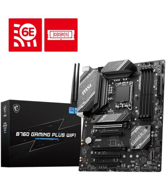 Mainboard|MSI|Intel B760 Express|LGA1700|ATX|Memory DDR5|Memory slots 4|5xPCI-Express 16x|2xM.2|1xHDMI|1xDisplayPort|2xUSB 2.0|2xUSB 3.2|1xUSB-C|1xPS/2|1xOptical S/PDIF|1xRJ45|5xAudio port|B760GAMINGPLUSWIFI