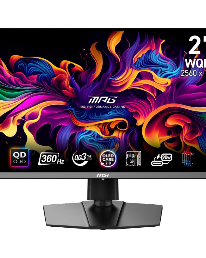 Monitor|MSI|MPG 271QRX QD-OLED|26.5″|Gaming|Panel QD-OLED|2560×1440|16:9|360Hz|Matte|0.03 ms|Swivel|Pivot|Height adjustable|Tilt|Colour Black|MPG271QRXQD-OLED