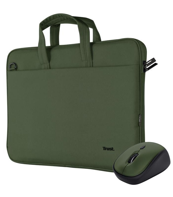 NB CASE BOLOGNA 16″ +MOUSE SET/GREEN 24989 TRUST