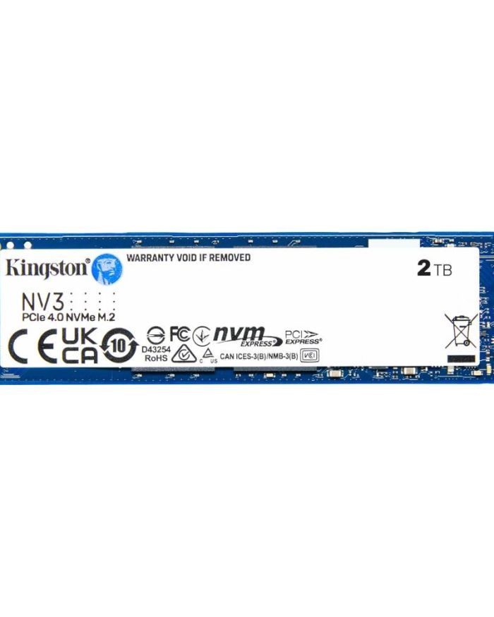SSD|KINGSTON|NV3|2TB|M.2|PCIE|NVMe|3D NAND|Write speed 5000 MBytes/sec|Read speed 6000 MBytes/sec|TBW 640 TB|MTBF 200000 hours|SNV3S/2000G