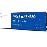 SSD|WESTERN DIGITAL|Blue SN580|1TB|M.2|PCIe Gen4|NVMe|TLC|Write speed 4150 MBytes/sec|Read speed 4150 MBytes/sec|2.38mm|TBW 600 TB|MTBF 1500000 hours|WDS100T3B0E