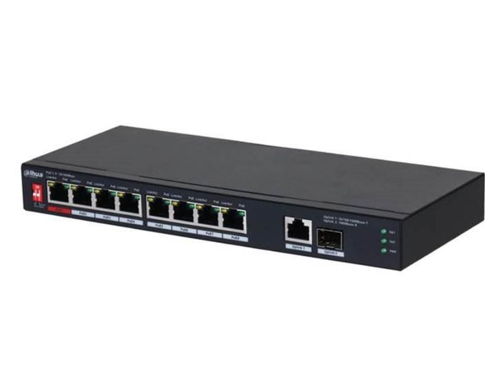 Switch|DAHUA|PFS3110-8ET1GT1GF-96|Desktop/pedestal|8x10Base-T / 100Base-TX|1x10Base-T / 100Base-TX / 1000Base-T|2x1000Base-T|PoE ports 8|96 Watts|DH-PFS3110-8ET1GT1GF-96
