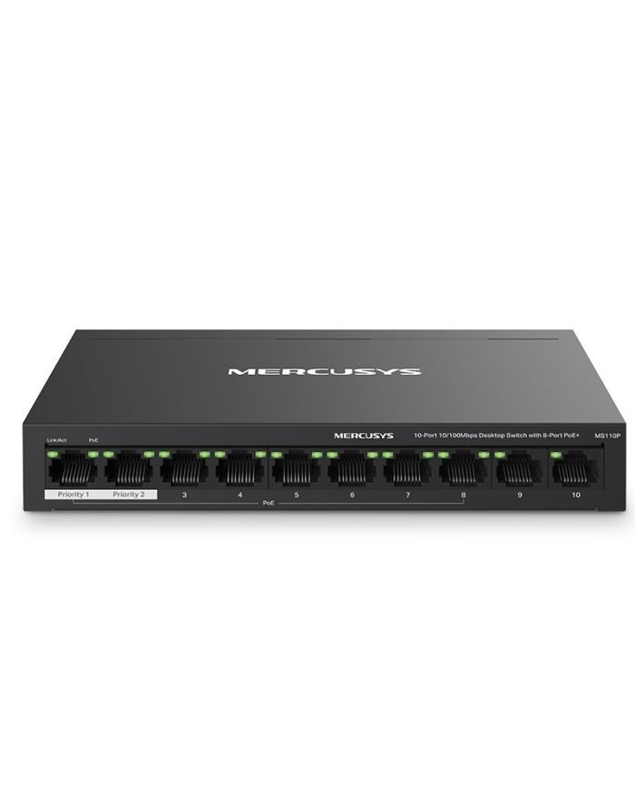 Switch|MERCUSYS|Desktop/pedestal|10x10Base-T / 100Base-TX|PoE+ ports 8|MS110P