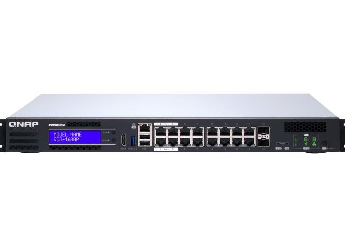 Switch|QNAP|QGD-1600P-8G|Type L2|Rack|2x10GBASE-T/SFP+ Combo|14x1GbE|1|2|1|PoE ports 16|360 Watts|QGD-1600P-8G