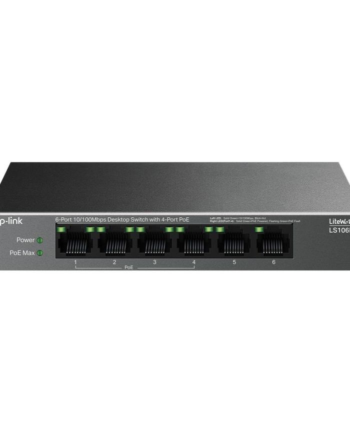Switch|TP-LINK|LS106LP|Desktop/pedestal|6x10Base-T / 100Base-TX|PoE ports 4|LS106LP