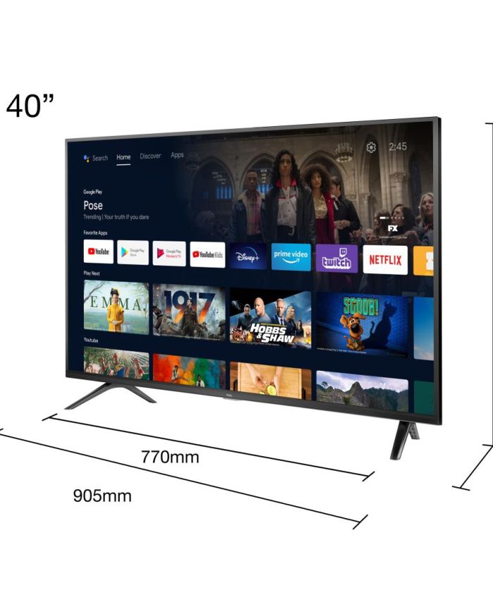 TV Set|TCL|40″|Smart/FHD|1920×1080|Wireless LAN 802.11b/g/n|Android|40S5200