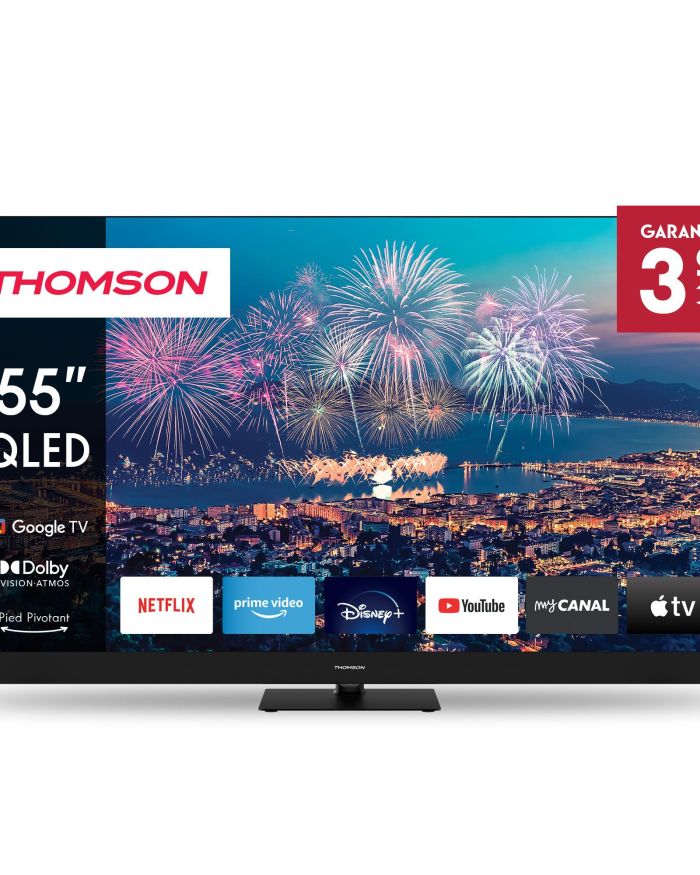TV Set|THOMSON|55″|4K/Smart|QLED|3840×2160|Wireless LAN|Bluetooth|Google TV|Black|55QG6C14