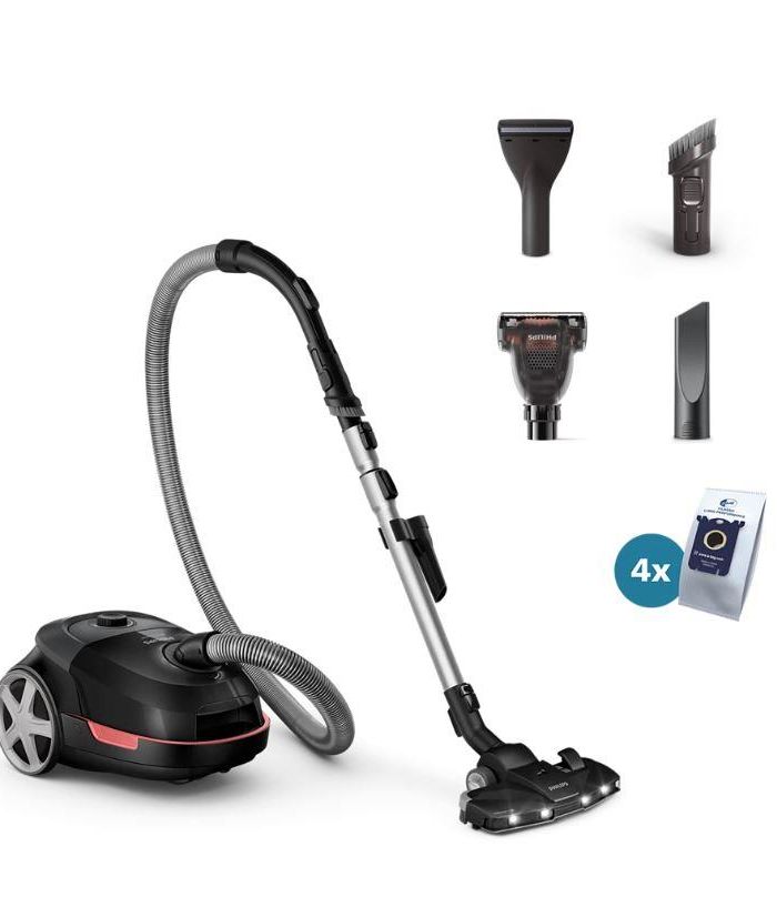 Vacuum Cleaner|PHILIPS|Bagged|900 Watts|Capacity 4 l|Noise 77 dB|Black|Weight 4.6 kg|XD6142/12