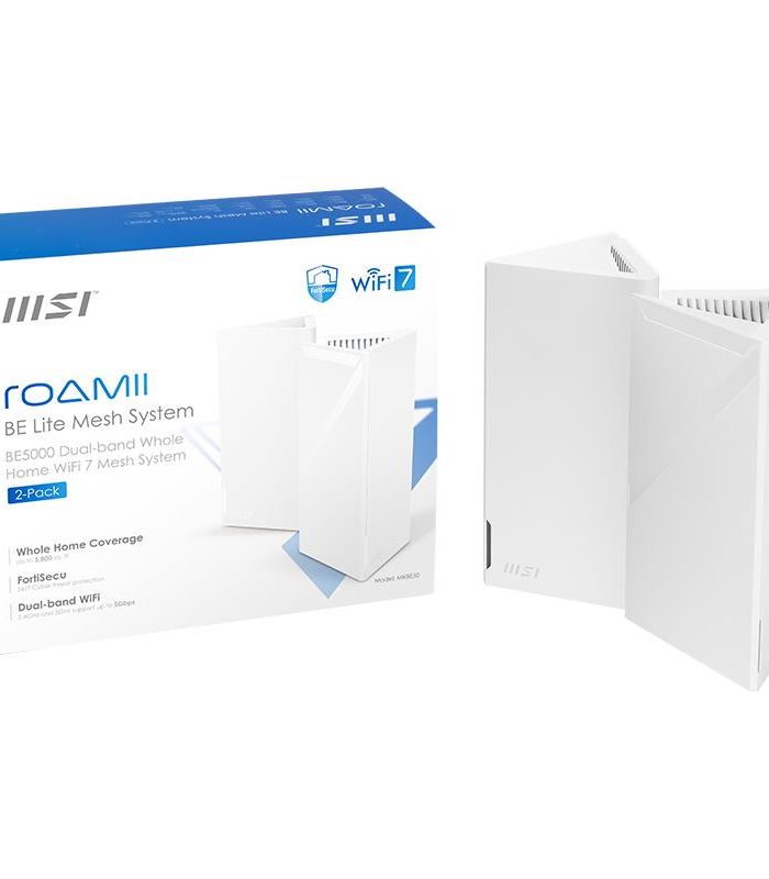 Wireless Router|MSI|2-pack|5000 Mbps|Mesh|Wi-Fi 5|Wi-Fi 6|Wi-Fi 7|IEEE 802.11a|IEEE 802.11b|IEEE 802.11g|MRBE50-2PK